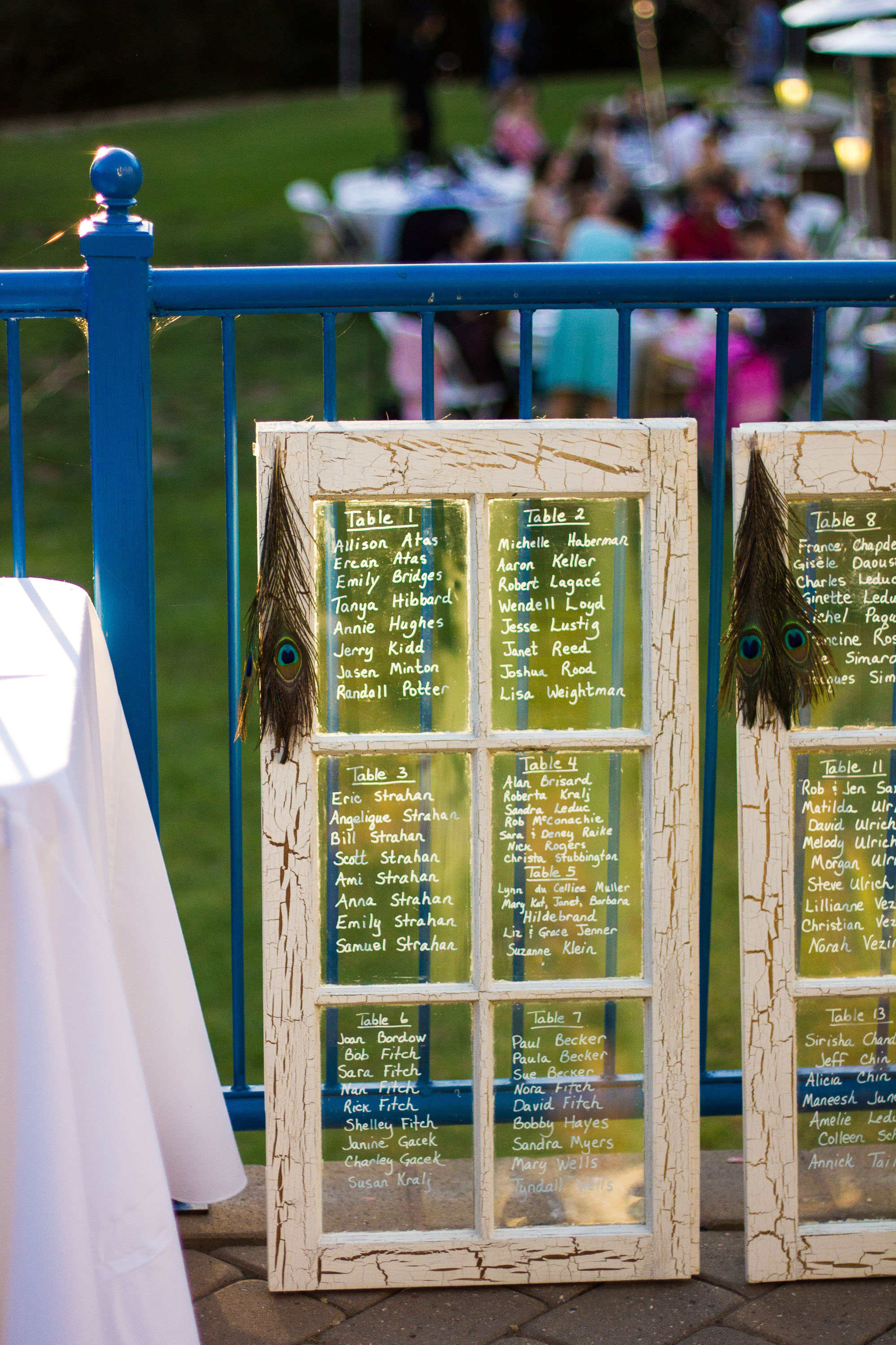 A table guide made out of old windows, at Pema Osel Ling in the Santa Cruz mountains