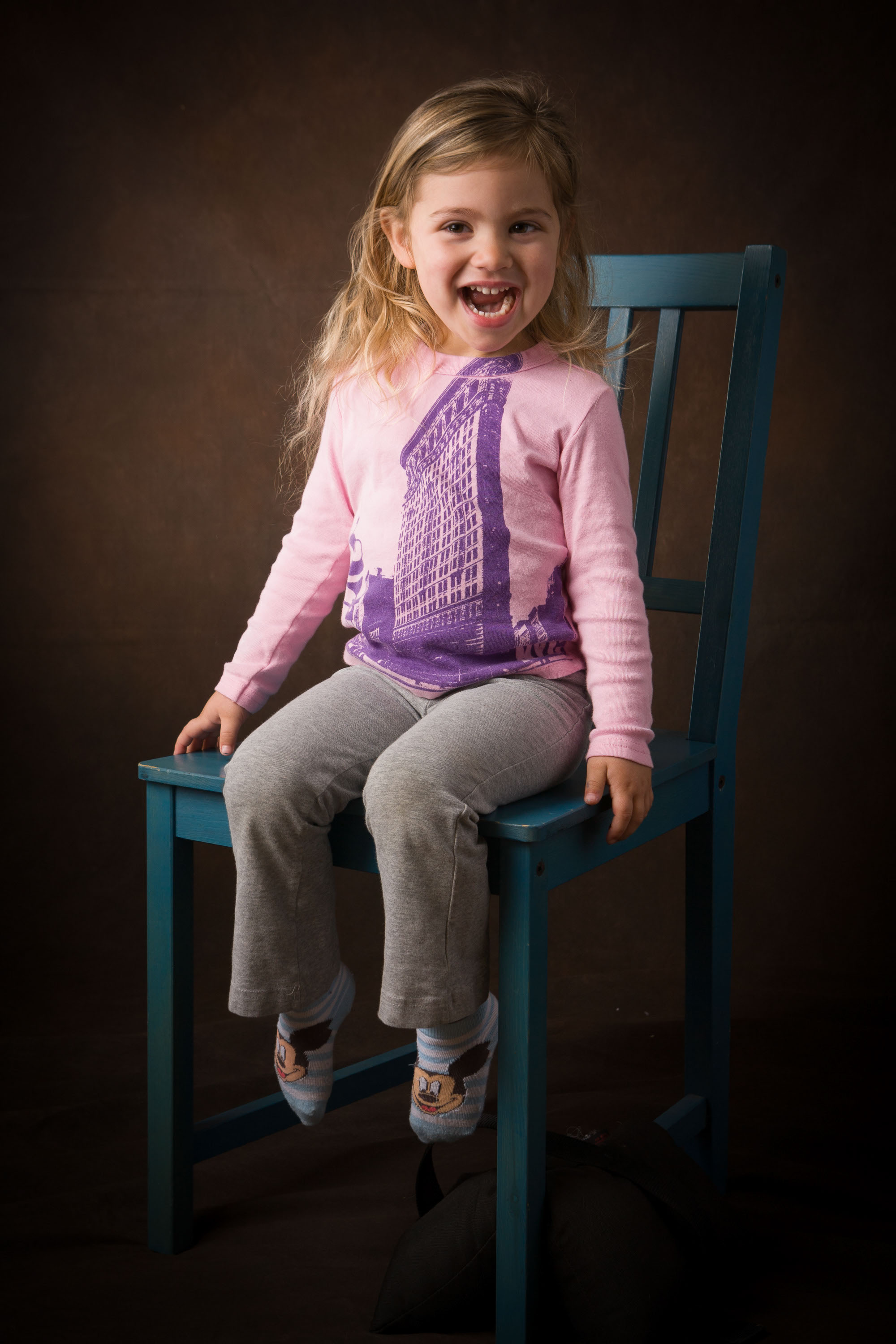 An excited 4-year-old playing in the Checkerbox studio.