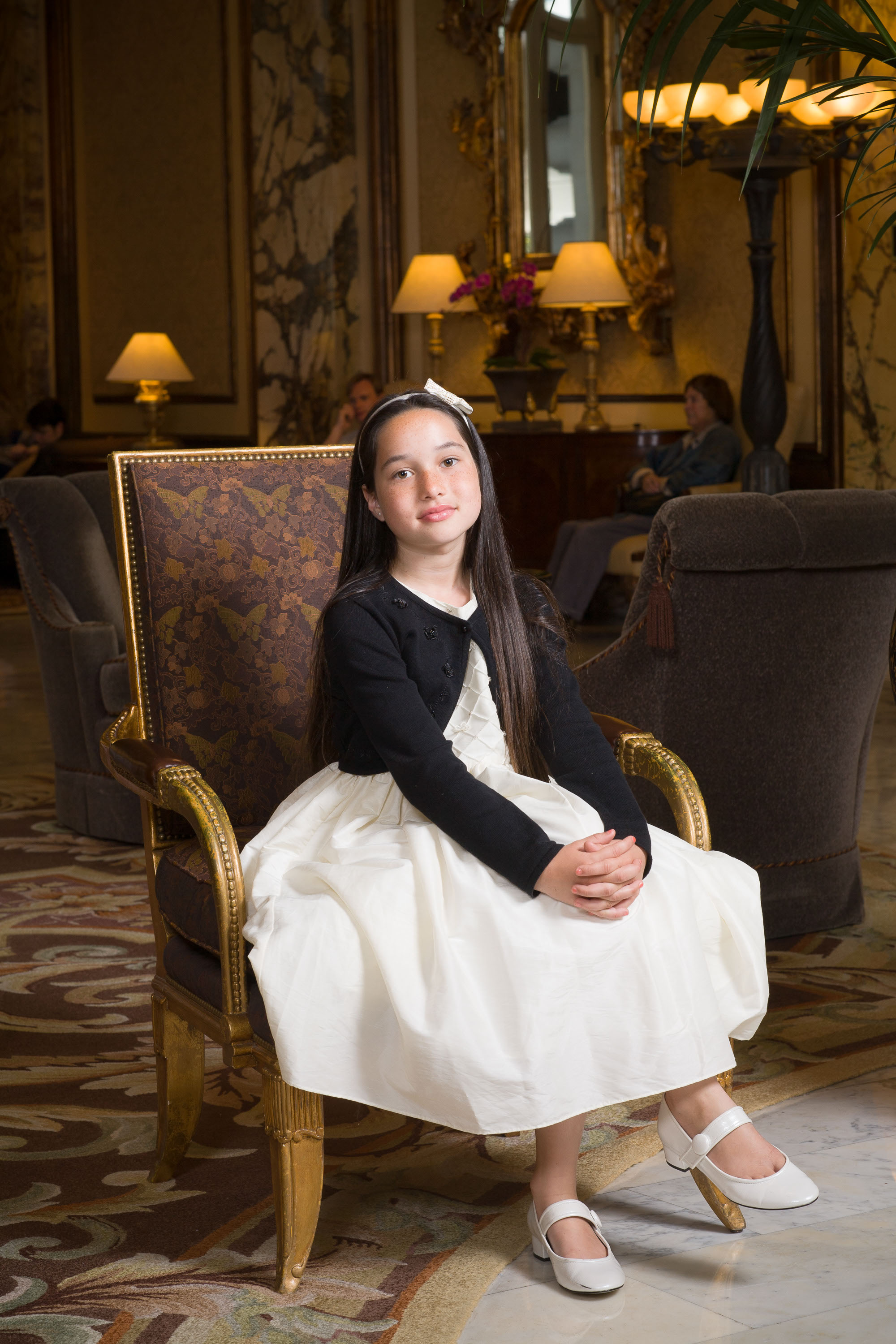 A young lady in her Sunday dress at the Fairmont Hotel