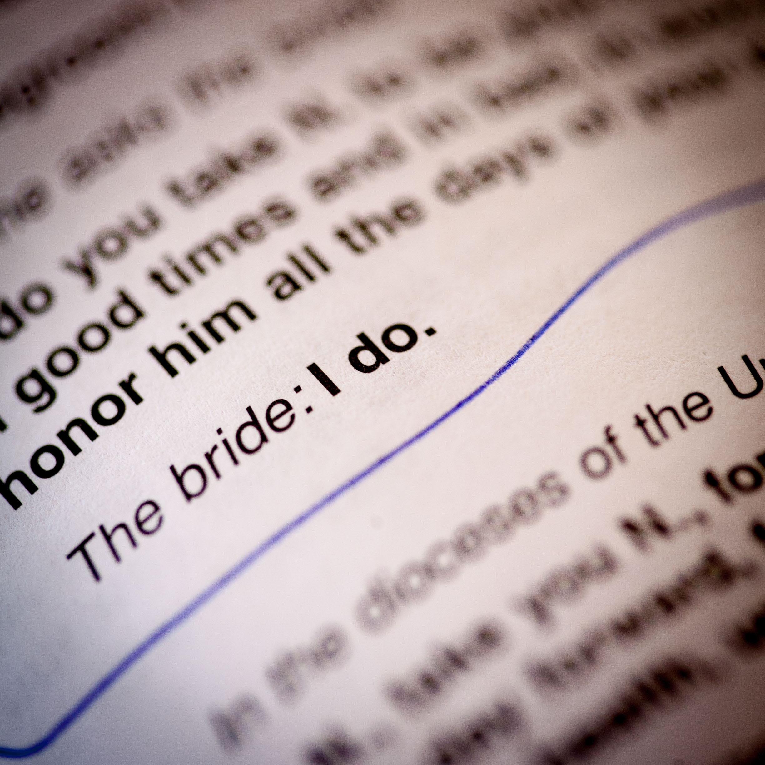 A closeup of the text of the ceremony