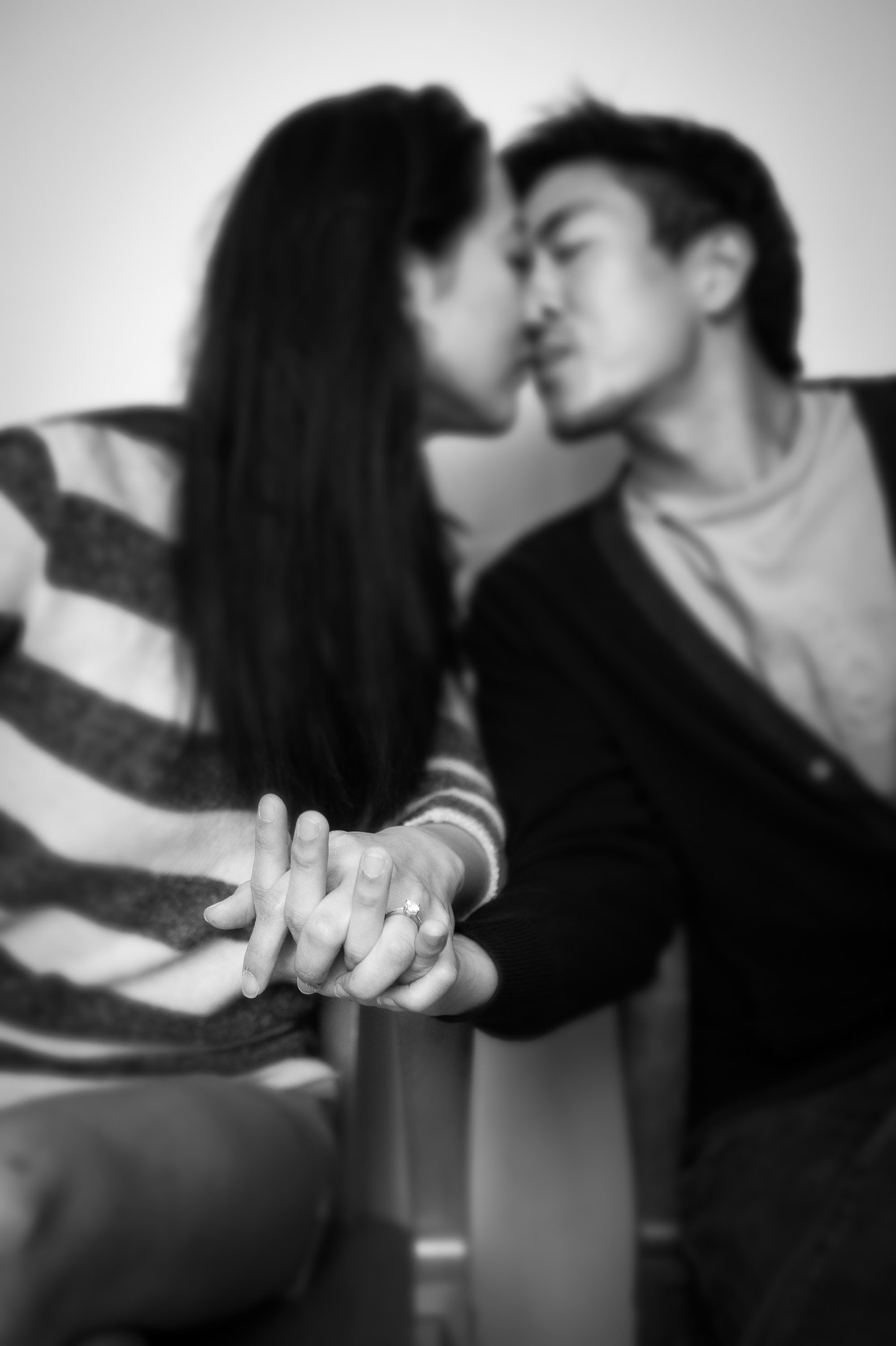 A private moment in elegant black-and-white at a San Francisco City Hall wedding